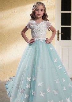 Lace A-Line Floor-Length Elegant Flower Girl Dresses with Appliques