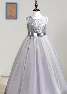 Tulle A Line Floor-Length Flower Girl Dress – Elegant Wedding Gown 