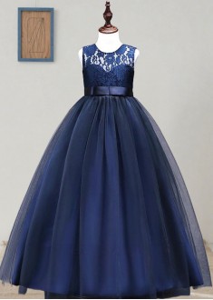 Tulle and Lace A-Line Flower Girl Dresses Floor Length