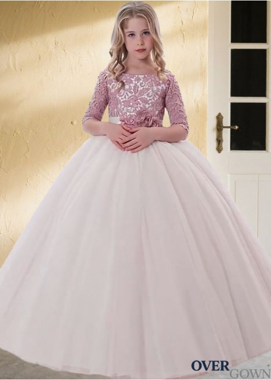 Lace Flower Girl Dress – Floor-Length Ball Gown for Weddings & Special Occasions Lace Flower Girl Dress – Floor-Length Ball Gown for Weddings & Special Occasions