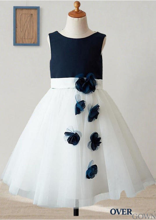 Tulle & Satin Flower Girl Dress – Knee-Length A-Line Princess Style Tulle & Satin Flower Girl Dress – Knee-Length A-Line Princess Style