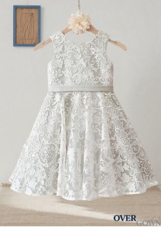 Lace and Satin Flower Girl Dress