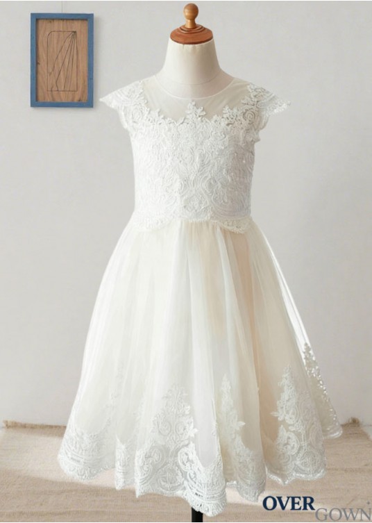 White Flower Girl Dress | Tulle Knee Length Dress for Weddings White Flower Girl Dress | Tulle Knee Length Dress for Weddings