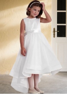 White Tulle Hi-Lo A-Line Flower Girl Dresses  Sale