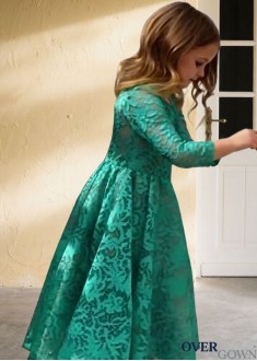 A-Line Princess Lace Flower Girl Dress in Green for Special Events A-Line Princess Lace Flower Girl Dress in Green for Special Events