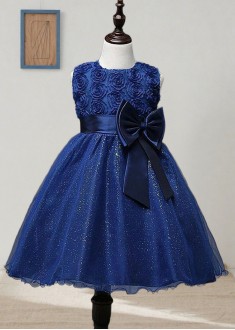 Organza & Satin Tea Length Flower Girl Dress – Elegant Party Outfit