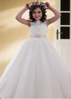 Elegant Lace & Tulle A Line Floor Length Flower Girl Dresses