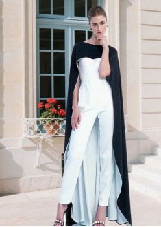 Elegant Scoop Neckline Sheath Pantsuits – Ankle Length Evening Suits