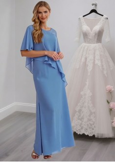 Scoop Chiffon Sheath Mother of the Bride Dresses Ankle Length