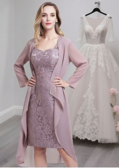 Knee-Length Lace Sheath Mother of the Bride Dress with Sweetheart Neckline
