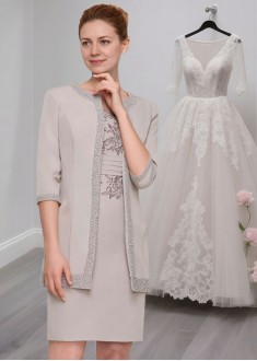 Elegant Satin Mother of the Bride Dress with Jacket and Applique Elegant Satin Mother of the Bride Dress with Jacket and Applique