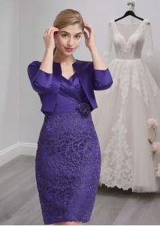 Satin Sleeveless Sheath Mother of the Bride Dress with Beading and Pleats